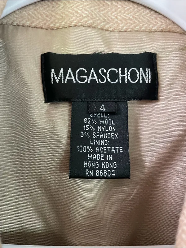 Magaschoni Trench Coat. Wool blend. Button Close. Lined. Herringbone. - Image 2