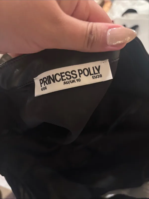 Princess Polly Black Thunderbolt Faux Leather Halter Top - Image 3