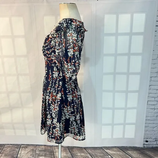 Selfie Leslie Here comes the sun cherub puff sleeve sweetheart neckline blue floral dress size - Image 8