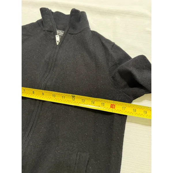 Christian Lacroix Womens Black Extrafine Merino Wool Full Zip Cardigan Sweater M - Image 3