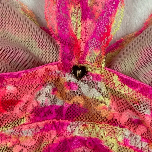 PINK Victoria's Secret Lace‎ Bralette Womens Medium Neon Pink Racerback 36007169 - Image 6