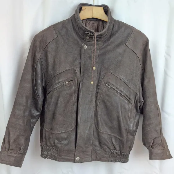 Vintage Heavy Leather Italian Made 80's Jacket. - Image 2