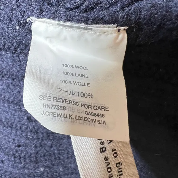 J.Crew Navy Blue‎ 100% Wool Sweater Bobble Diamond Cable Knit Crewneck Medium - Image 6