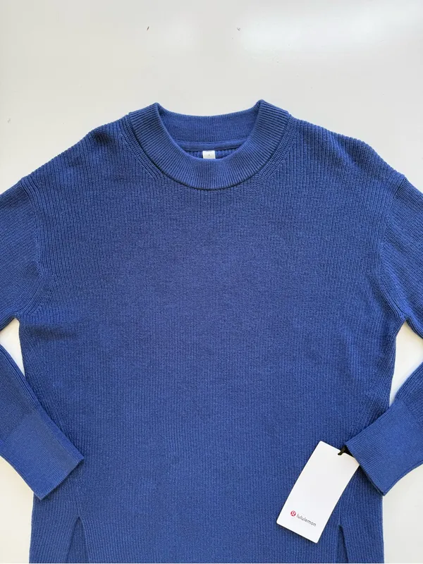 NWT lululemon Merino Wool-Blend Ribbed Crewneck Sweater Heathered Psychic Blue 4 - Image 5