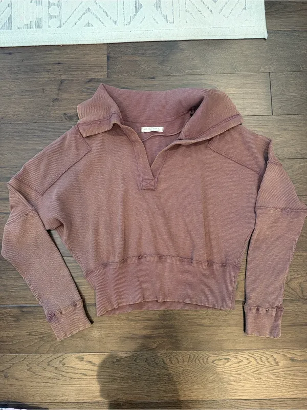 We The Free Free People Not So Ordinary Polo Top Size Small in Mauve - C59-002 - Image 2