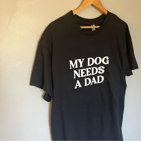 Graphic Funny Dog Shirt My Dog Needs a Dad Black Large - Image 2