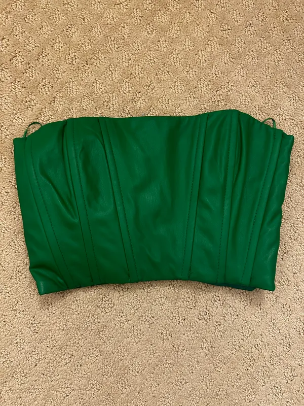 ZARA NWOT green faux leather corset top - Image 2