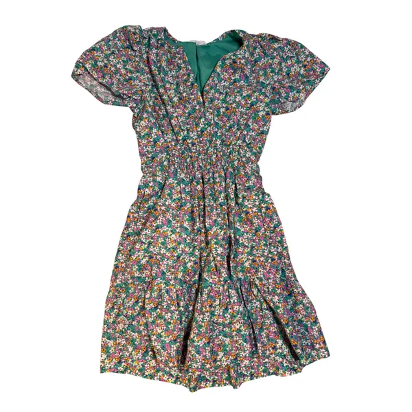 THML Floral Smocked Waist V-Neck Mini‎ Dress Multicolor XS - Image 2