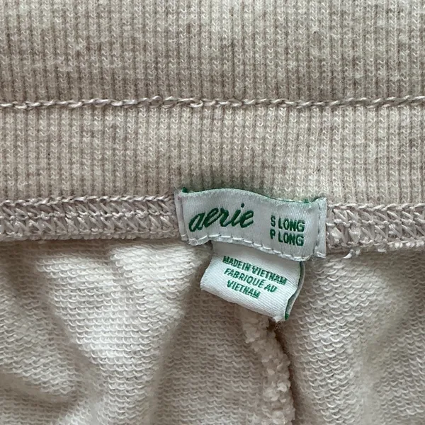 Aerie Joggers S Long Oatmeal Heather Cotton Drawstring High Waist Lounge Pants - Image 5