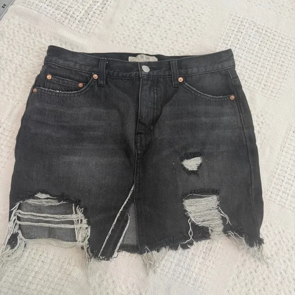 Free People 26 relaxed distressed destroyed denim jean skirt SK 3244 - Image 8