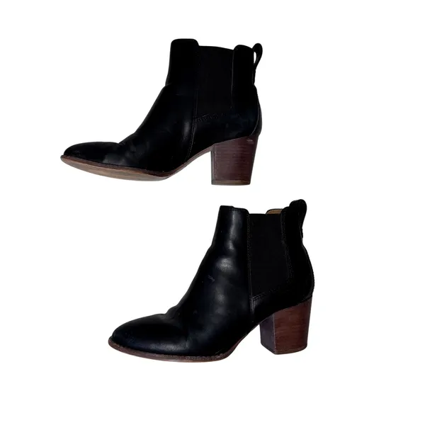 Black Leather Madewell Ankle Boots Booties Women's Size 7 - Image 2