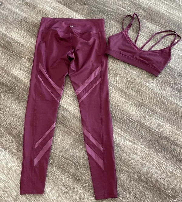 Forever 21 matching set workout gym yoga athletic purple sports bra leggings XS - Image 7