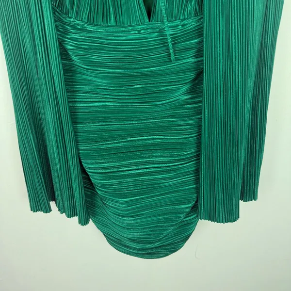 Hello Molly Hype Girl Plisse Long Sleeve Mini Dress Green US Size 8 - Image 12