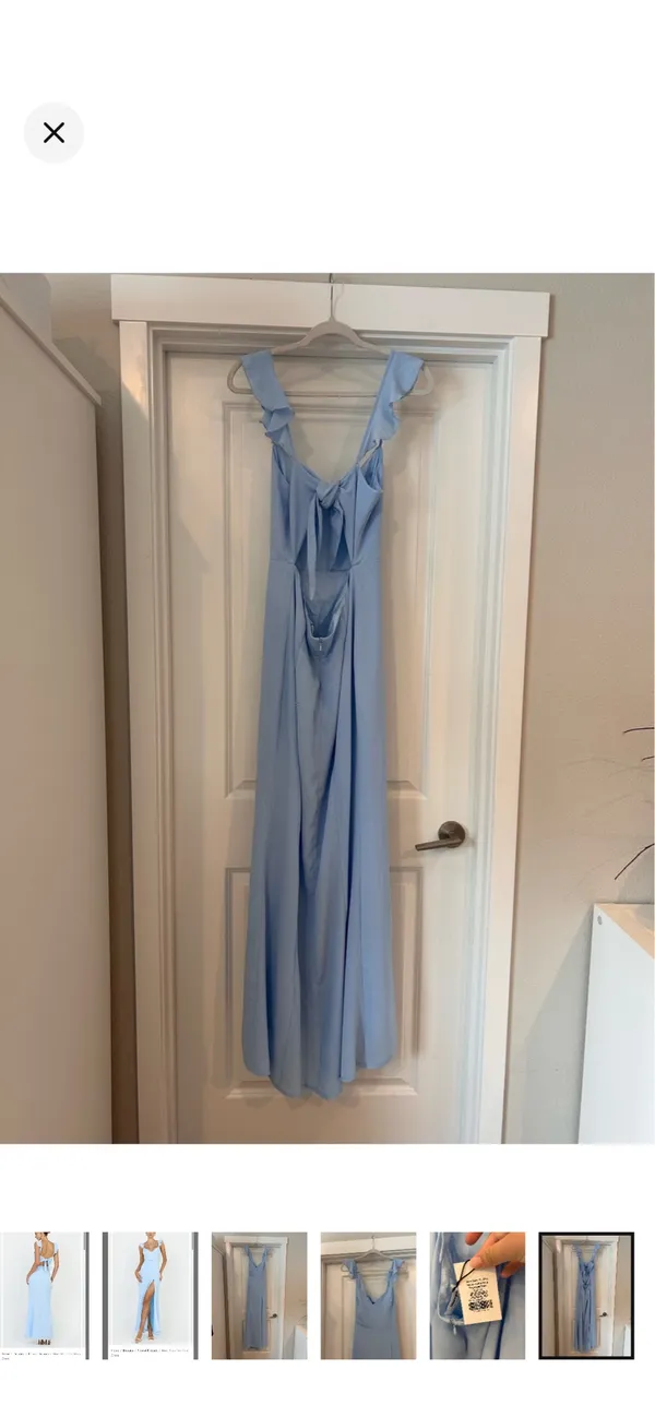 New Showpo Ligjr Blue Maxi Thigh Slit Dress - Image 5