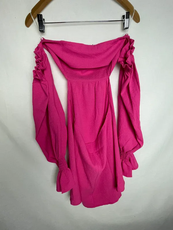 Hot Pink Off The Shoulder Dress - Image 10
