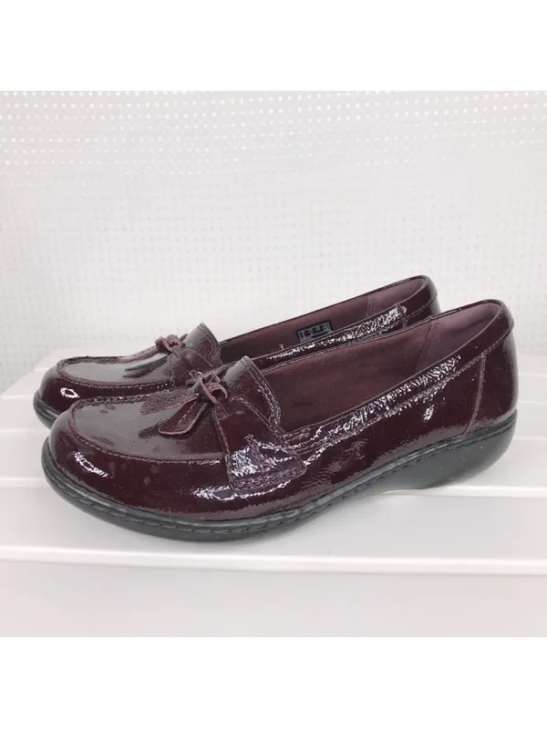 Clarks Collection Ashland Bubble Burgundy Patent Leather Loafers 7.5 - Image 3