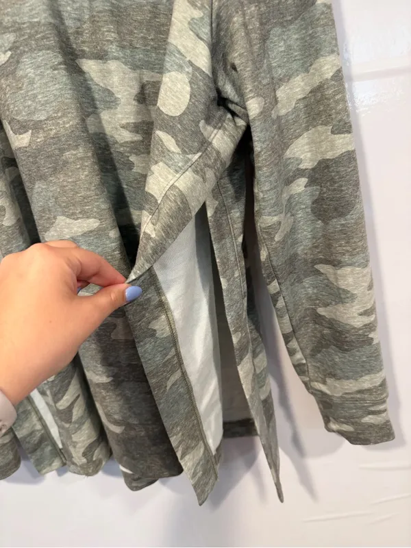 a:glow Maternity‎ Nursing Top - Heather Gray Green Camo - Image 2