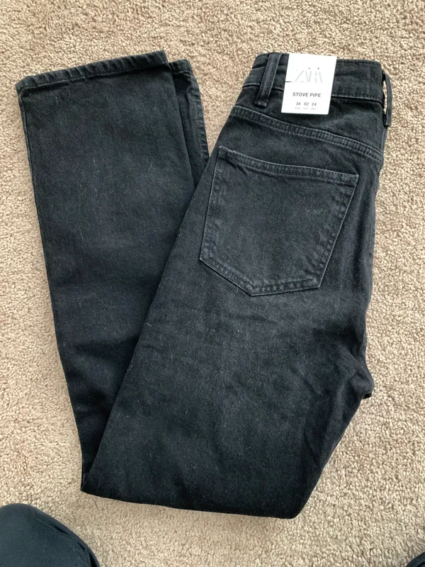 ZARA Black Straight Leg Jeans - Image 3