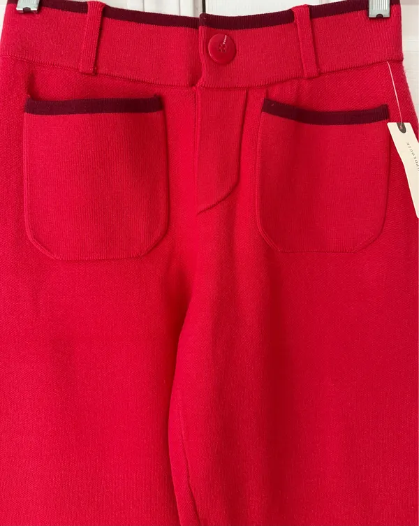 Maeve Colette Sweater Knit High-Rise Wide-Leg Cropped Pants, Size XXSP - Image 8