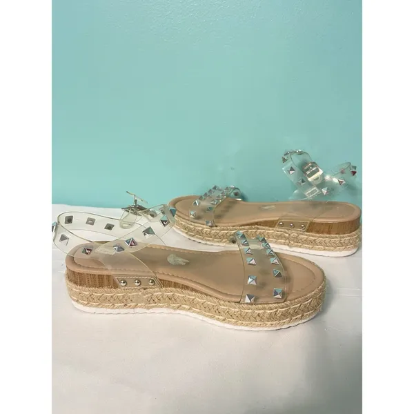 Cushionaire Sandal Womens 9M Clear Slip On Ankle Strap Toe‎ Casual Comfort bin1 - Image 5