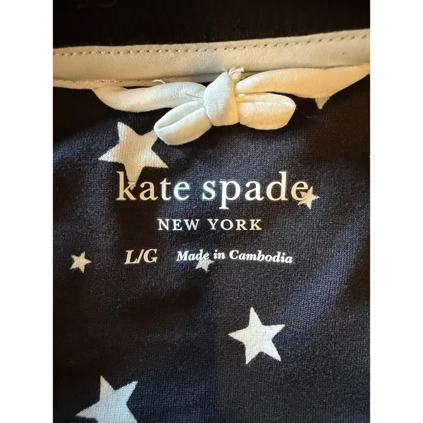 Kate Spade Pajama Top Women Large Black White Star Print NWT Whimsigoth Sleep‎ - Image 8