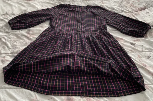 Madewell Plaid Flannel Pink Black Raglan Button Front Shirt Dress with Pockets, size 0 - Image 10
