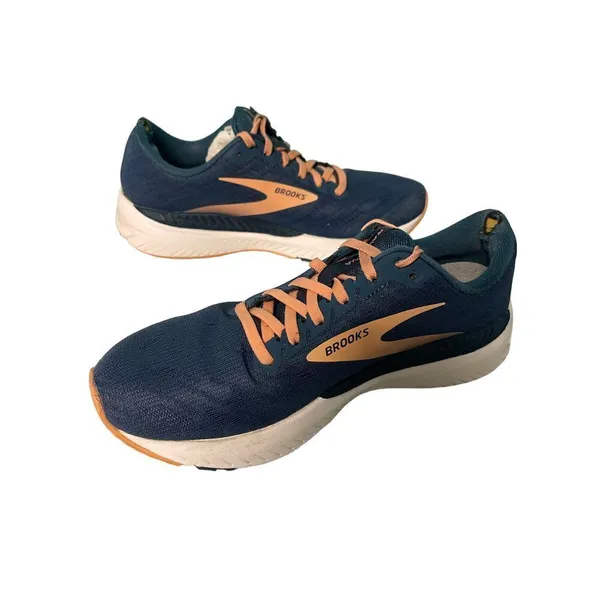 Brooks‎ Navy Blue and Orange Running Shoes Comfortable Athletic Sneakers S-44 - Image 6