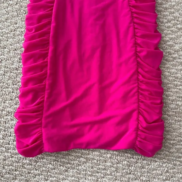 American Threads Hot Pink Ruched Mini Dress - Image 3