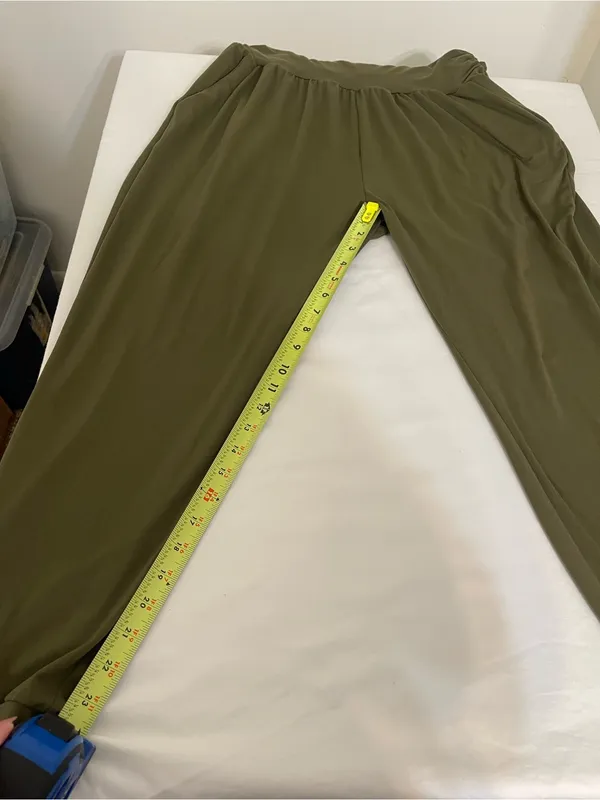Source Unknown Olive Green Draped Jogger Pants - Image 4