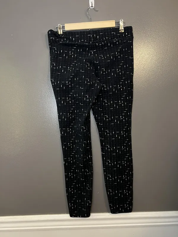 Old Navy Leggings Womens Medium Black White Grid Print Stretch Pull On Cotton - Image 4