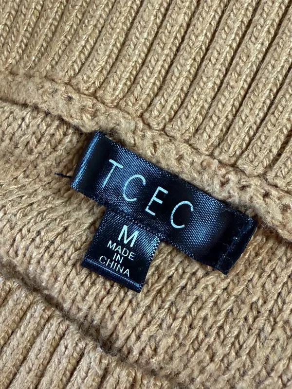 TCEC Ribbed Off Shoulder Soft Sweater 3/4 Length Sleeve Gold Size Medium - Image 9