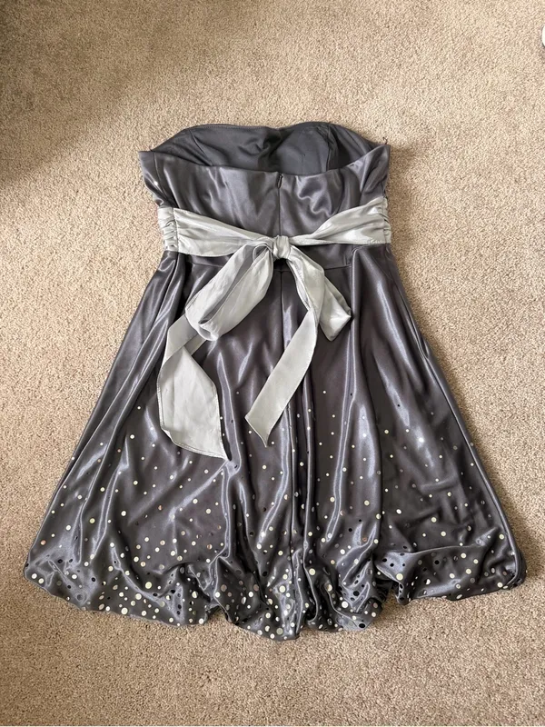 Dressbarn Collection Gray & Silver Strapless Formal Dress - Image 5