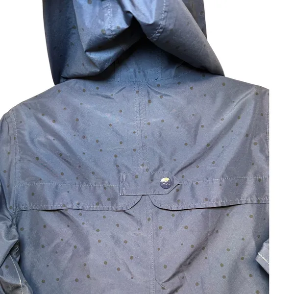 Helly Hansen Womens Navy Blue Polka Dot Hooded‎ Rain Jacket Coat Sz Medium - Image 9