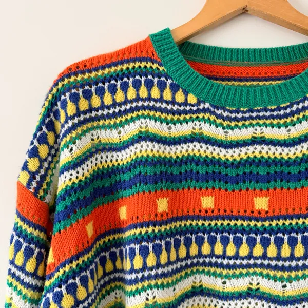 Shein Green Multicolored Striped Sweater - Image 2