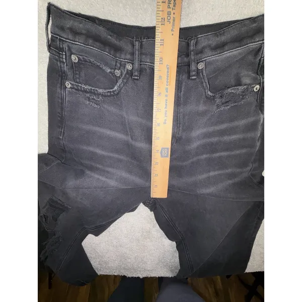 American Eagle Highest Rise 90's Boyfriend Jeans Women's‎ 6 Reg Black Distressed - Image 9