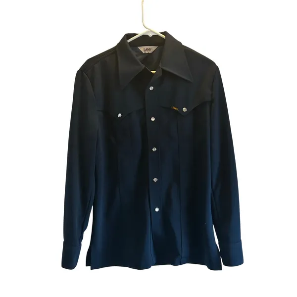 Lee vintage blue pearl snap coat Large classic - Image 2