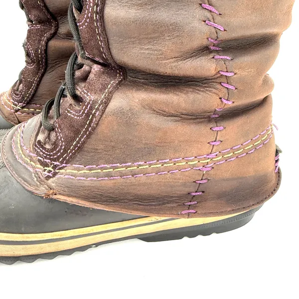 Sorel Women's Brown Cate The Great Brown Lace Up Fur Snow Boots Size 8 - Image 7