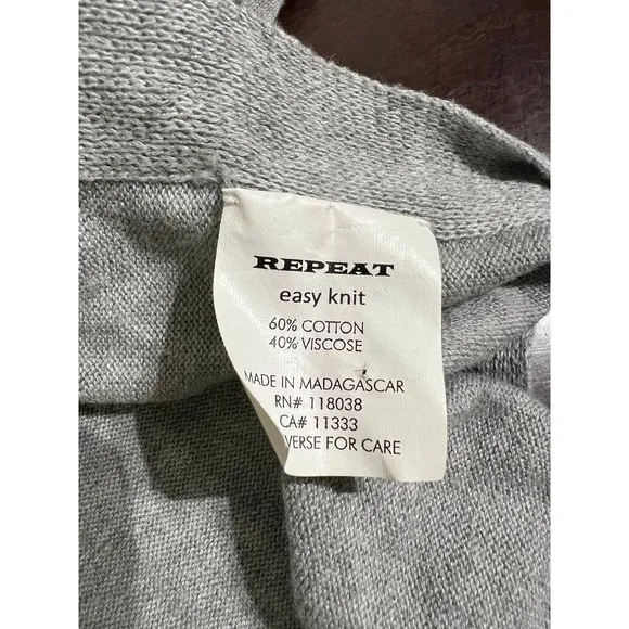 REPEAT Easy Knit Gray Cotton Viscose‎ Crewneck Relaxed Sweater Size 38 S - Image 5
