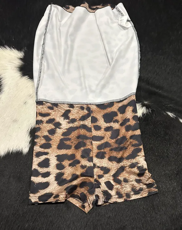 THE LABEL leopard skirt (with shorts under) Multi - Image 2