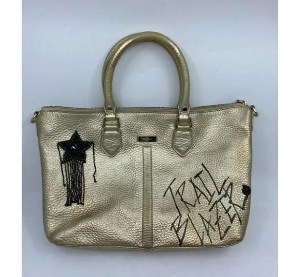 COLE HAAN Tote Bag Gold Customized w Graffiti - Image 2