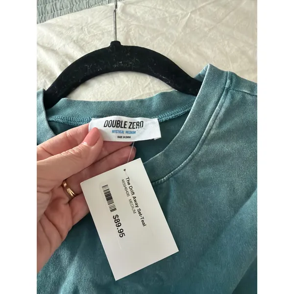 Double Zero Teal Pant Set Drift Away Mineral Wash Wide Leg Medium NWT - Image 10