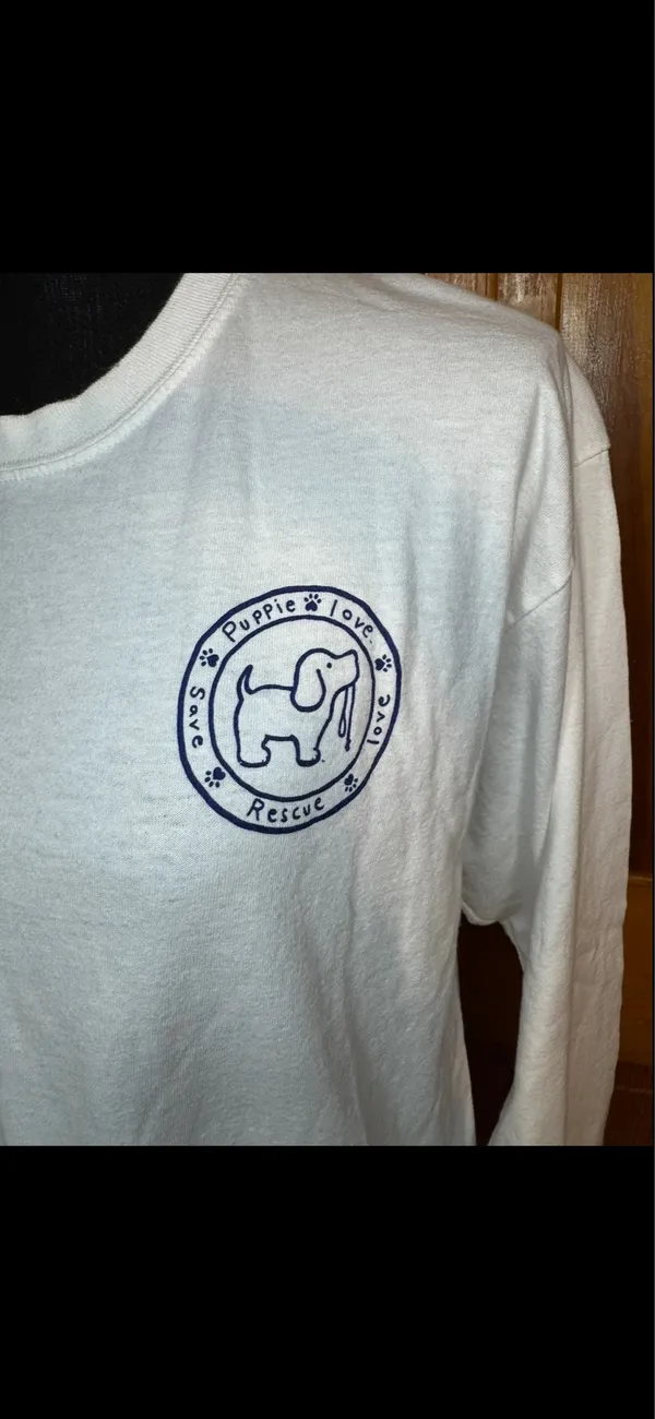 Puppie Love Long Sleeve White Shirt - Image 3