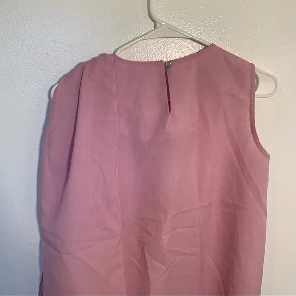 Adela Women's Sleeveless Blouse Crewneck Pleated Bow Shoulder Pink Purple - Image 9
