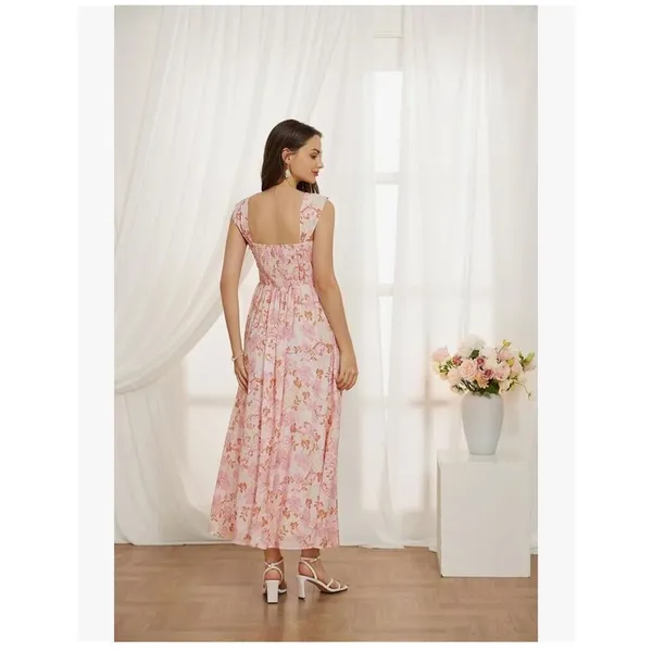 Grace Karin NEW Floral Flowy A Line Maxi Smocked Off Shoulder Dress 2X - Image 5