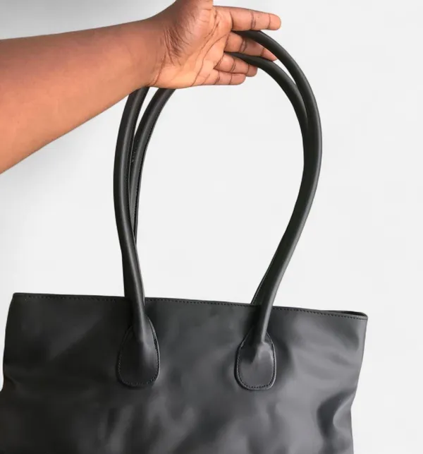 Lancome Black vinyl tote hand shoulder bag (14” x 14”) - Image 2