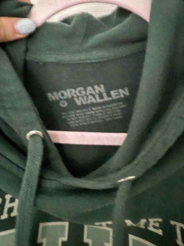 Morgan Wallen Hoodie Green Size M - Image 2