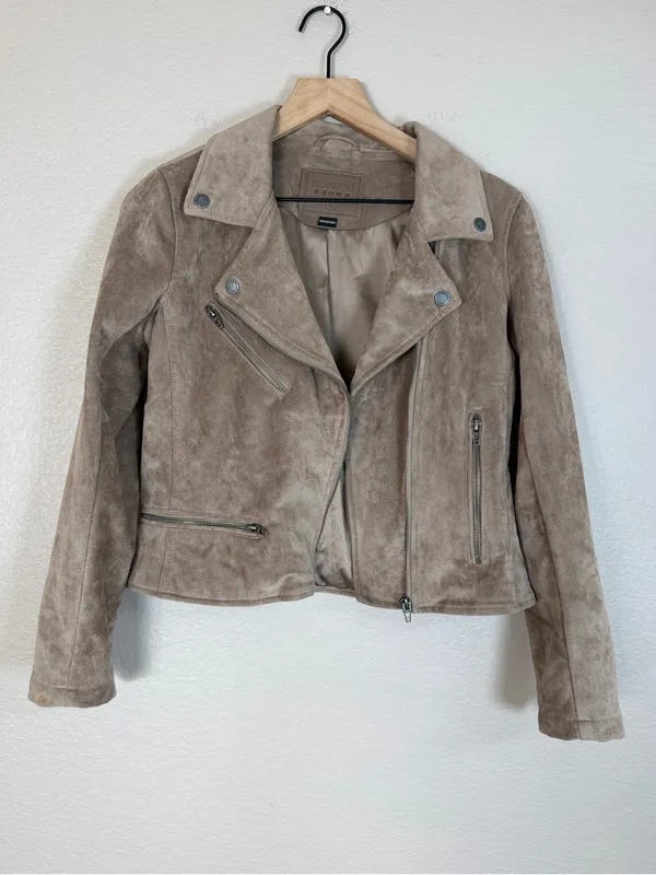 Blank NYC Taupe Suede Moto Jacket size Small $198 - Image 4