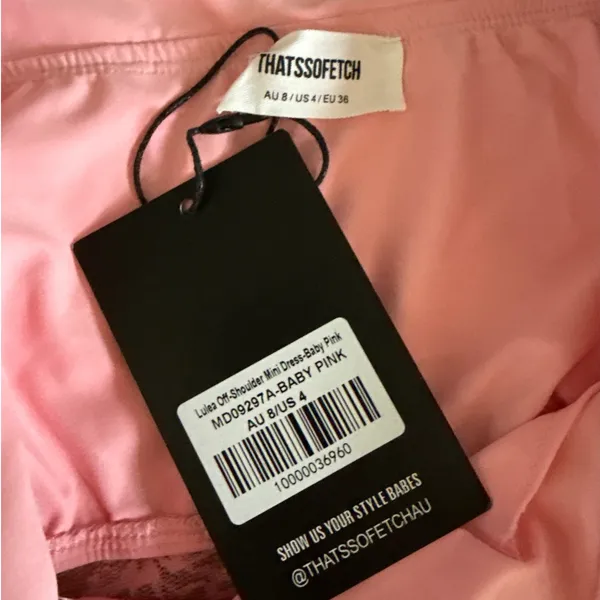 Thats So Fetch Mini Dress Off Shoulder Lulea Size US4 Pink - Image 3