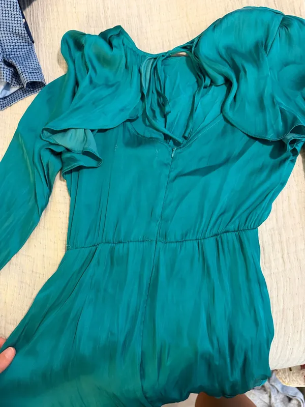Mustard seed satin green dress S - Image 7