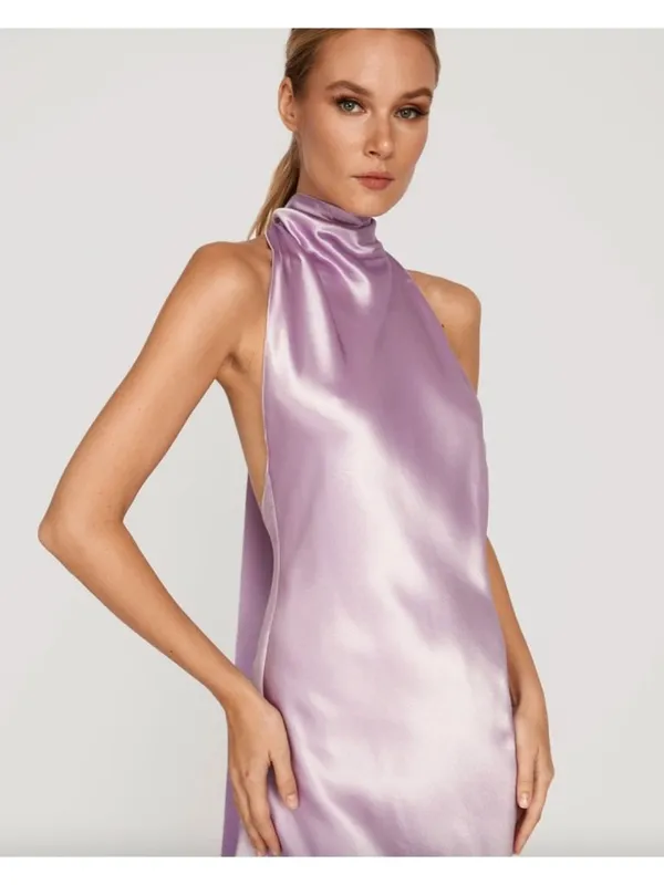 Sau Lee Penny Satin Mini Dress Lavender Womens Size 10 - Image 10